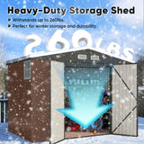 Quictent Heavy Duty 8X6 FT Outdoor Metal Storage Shed, Lockable Tool Shelter Waterproof Shed for Garden, Backyard, Lawn and Patio Scene with Combination Lock, Brown(8.2X5.8 FT Base, No Floor) Quictent