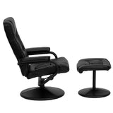 Flash Furniture Rachel Contemporary Multi-Position LeatherSoft Recliner Chair with Ottoman, 360-Degree Swivel Recliner Chair and Ottoman Set, Black Flash Furniture