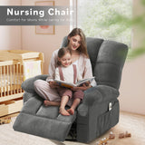 MAHOMICO Swivel Rocker Recliner Chair with Vibration Massage and Heat for Living Room with Rocking Function and Side Pocket, USB Charge Port,Nursery MAHOMICO
