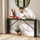 MAHANCRIS Console Table, 62.2" Long Sofa Table Behind Couch, Narrow Entryway Table, Farmhouse Dining Table with Angled Metal Frame, Industrial Console Table for Entryway, Black CTHB15801 MAHANCRIS