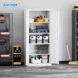 winbingon 71" Locking File Cabinet, Metal Storage Cabinet with 2 Doors and 4 Adjustable Shelves for Office, Home, Garage, Gym, School (White), Requires Installation winbingon