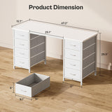 Huuger 47 Inch Vanity Desk with 8 Drawers, White Desk, Makeup Desk with Large Storage, Fabric Drawers, Wooden Desktop, Computer Desk Work Desk, for Home Office, Bedroom Huuger