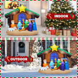 Inflatable Christmas Nativity Scene, 6FT LED Blow Up Christmas Outdoor Decoration Clearance, Lighted Nativity Set Decor for Yard Patio Holiday Xmas Party Poolergetic