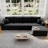 YHMEIXH 139" Black sectional couches for Living Room, Modular Sectional Sofa withDeep Seat, Boneless Sofa for Living Room, L-Shape Boneless Couch for Apartments Bedroom, No Assembly Required (Right) YHMEIXH