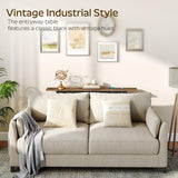 YATINEY 70.9" Console Table with Power Outlets, Sofa Tables Narrow Long, Industrial Behind Couch Table, for Hallway, Entryway, Living Room, Rustic Brown and Black CT185UBR YATINEY