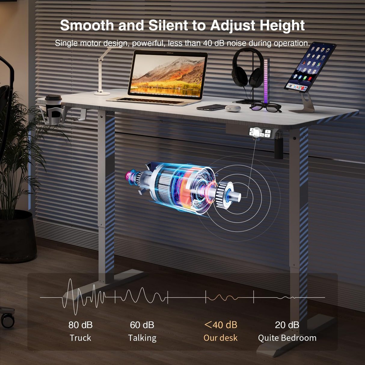 RRTECHFORU 63x24inch Adjustable Desk Electric Standing Desk Sit Stand up Desk Height Adjustable Home Office Workstation White RRTECHFORU