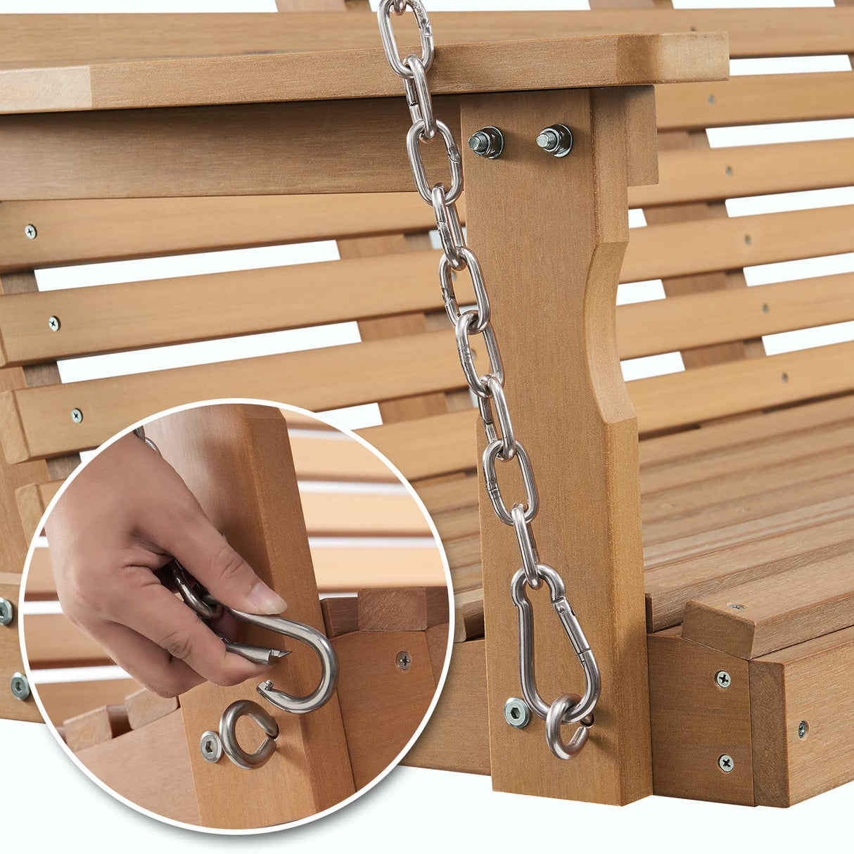 Psilvam Porch Swing, 2-Person Poly Lumber Outdoor Swing, All-Weather Farmhouse Patio Swing That Never Rot and Fade, Suit for Garden, Porch and Park (51" D x 27" W x 23" H) Psilvam