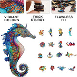 MYS Aurora Wooden Jigsaw Puzzles, Unicorn Seahorse Wood Puzzle 200 Pieces, Unique Shaped Wooden Puzzles for Adults and Kids, Family Game 8.5 x 13.4 Inches Mys Aurora