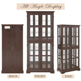 CKEASEAN Glass Display Cabinet, 69" H Curio Cabinet with Adjustable Shelves and 4 Glass Doors, Light Bulb Included, Elegant Antique Showcase, Rack for Living Room/Home Office (Dark Cherry) CKEASEAN