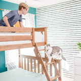 Max & Lily Bunk Bed, Twin-Over-Full Bed Frame for Kids with Trundle, Pecan Max & Lily