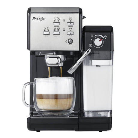 Mr. Coffee Programmable Espresso & Cappuccino Machine with Automatic Milk Frother & 19-Bar Pump, Stainless Steel Mr. Coffee
