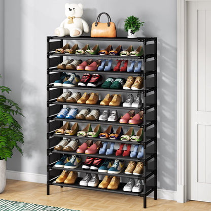 Tribesigns Upgraded 10 Tiers Shoe Rack, Large Capacity Shoe Shelf, Tall Shoe Organizer for 50 Pairs, Space Saving Shoe Storage - WoodArtSupply