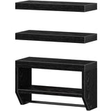 QEEIG Bathroom Floating Shelves for Wall - Shelf Over Toilet Paper Storage Farmhouse 16 inch Set of 3, Black (028-40B3) QEEIG