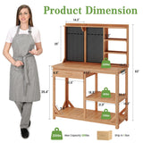 Wooden Potting Benches for Outside, Large Garden Potting Table with Drawers, Outdoor Work Bench with Storage, Holey Board and Hooks, Garden Plant Workbench Patio Workstation for Backyard, Natural Hipicute