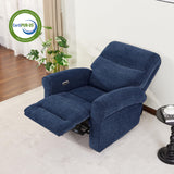 MCombo Power Wall Hugger Recliner Chair for Small Space RV Living Room, USB & USB-C Charging Ports, Modern Rolled Arm Recliner, Fabric PR630 (Navy Blue) MCombo