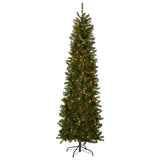National Tree Company Artificial Pre-Lit Slim Christmas Tree, Green, Kingswood Fir, White Lights, Includes Stand, 9 Feet National Tree Company