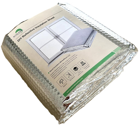 INSULATION MARKETPLACE - DIY Reflective Insulation Sheet, Window Insulation Kit, Bubble Core Garage Door Insulation, Thermal Insulation Shield, RV Window Insulation (24"x10ft + 35 Self Adhesive Pads) INSULATION MARKETPLACE