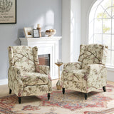 HULALA HOME Wingback Recliner Chairs Set of 2, Traditional Push Back Recliners with Solid Wood Legs, Modern Lounge Armchairs for Living Room, Comfy Upholstered Accent Reclining Chairs, Bird HULALA HOME