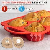 BAKE BOSS Silicone Muffin Pan with Handles, 6 Cup Regular Size Cupcake Pan, Perfect Silicone Muffin cups for Baking Keto Paleo Vegan Muffin Recipes, Nonstick Cupcake Maker Silicone Molds BAKE BOSS