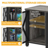 DWVO 55-75 Gallon Aquarium Stand with Power Outlets, Cabinet for Fish Tank Accessories Storage - Heavy Duty Metal Fish Tank Stand Suitable for Turtle Tank, Reptile Terrarium, 860LBS Capacity, Grey DWVO