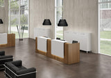 UGOS ICN 53" Modern Reception Desk, Multifunctional Modern,Transaction Countertop, Laminate Desktop, Standing Front Table for Office, Home, School, Salon, Spa - Teak and White UGOS