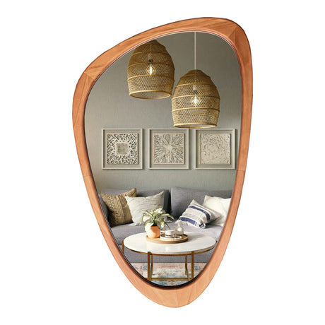 WallBeyond Asymmetrical Mirror, Irregular Wall Mirror, Wall Mirrors Decorative for Bedroom Living Room entryway Hall, Wood Mirror for mid Century Modern Decor 30.5" H x 19.5" W WallBeyond