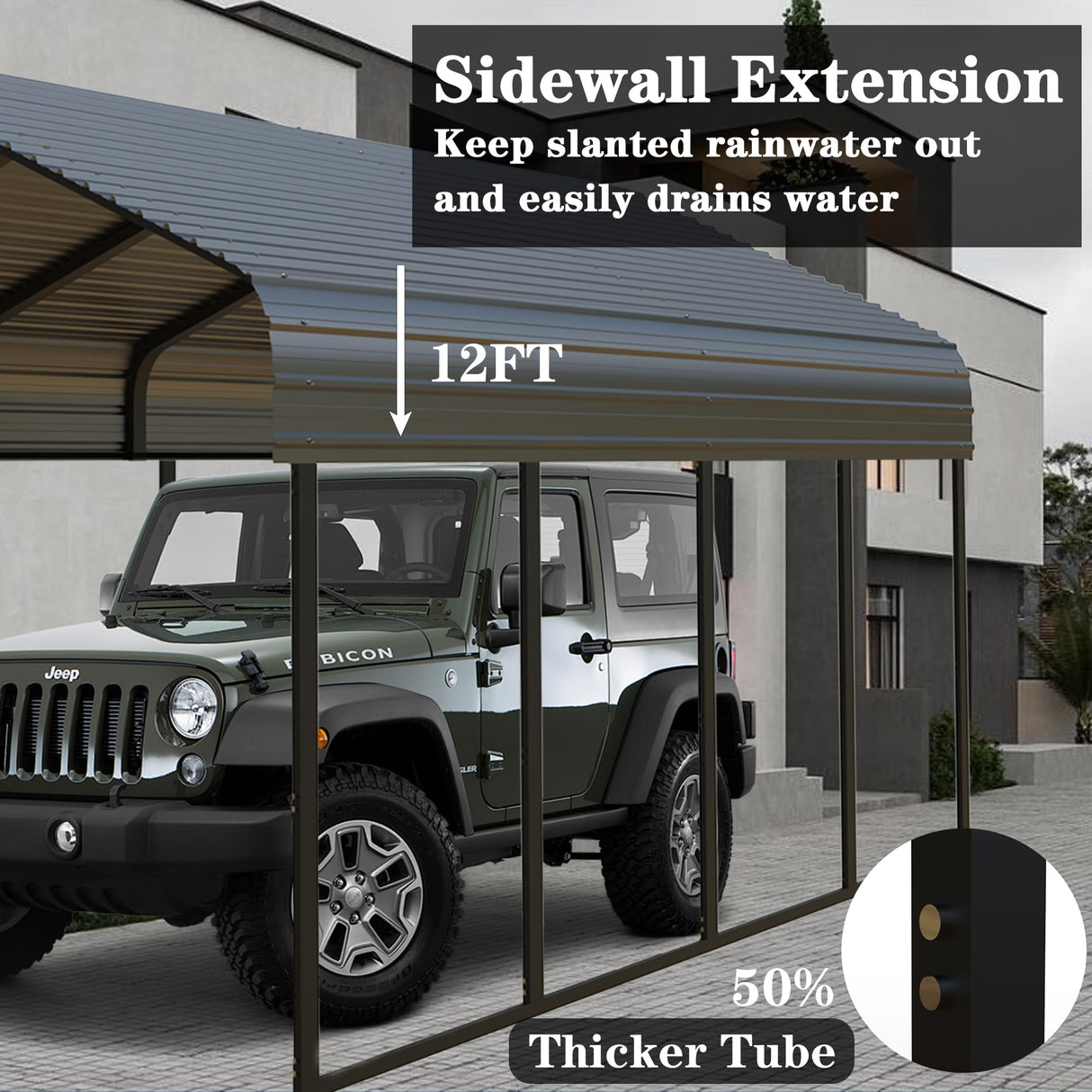 RITERYIFER RV Metal Carport Canopy 20x20 FT Heavy Duty Black Carports Kits for Garage,Aluminum Car Ports 20 FT with Steel Shelter Frame Cover for 2 Car or Boats RITERYIFER