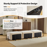 VINGLI 112.2“ Convertible Corduroy Cloud Sectional Couches with Movable Ottoman, L-Shaped Boneless Couches for Living Room with Deep Seat, 3 Seater Modular Spineless Sofa, No Assembly Required, Cream VINGLI