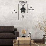 TIMEGEAR Cuckoo Clock with Automatic Night Mode, Quartz Movement and Carved Deer Head (Black) TIMEGEAR