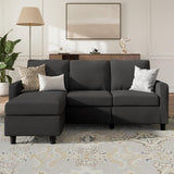 HONBAY Convertible Sectional Sofa, L Shaped Couch with Reversible Chaise for Small Space, Black HONBAY