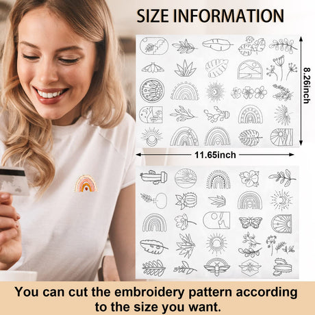 Lewtemi 50 Pcs Water Soluble Wash Away Embroidery Patterns Water Soluble Stabilizer for Embroidery Paper Stabilizers Christmas Craft for Hand Sewing Lover Lewtemi