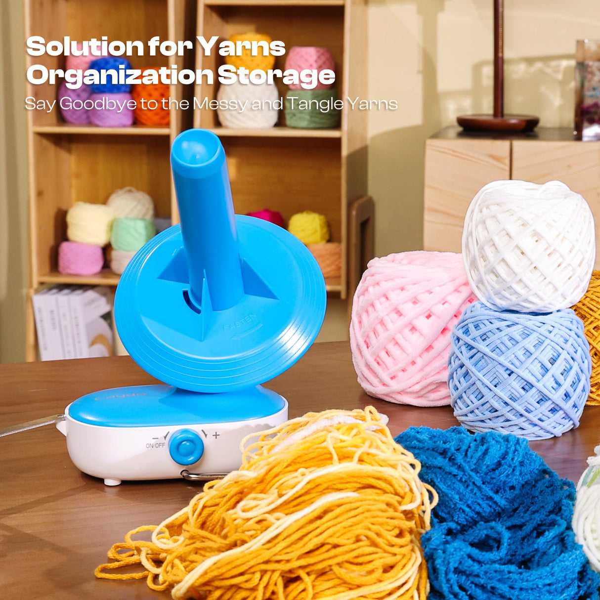 Caydo Electric Yarn Winder Pro, 10oz Large Automatic Ball Winder for Crocheting, Dual-Spring Strong Tension Stepless Speed Yarn Cake Roller Spinner, Ideal Present for Crochet Lovers(Blue) Caydo