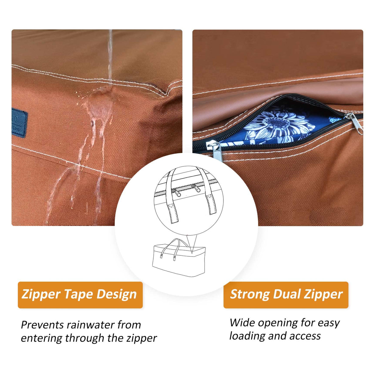 NettyPro Outdoor Patio Cushion Storage Bags Water-Resistant Large Storage Bag with Zipper and Handle for Patio Furniture Cushion Christmas Tree 7.5 Ft, 50 x 15 x 25 Inch, Brown NettyPro