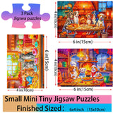 Small Jigsaw Puzzles for Adults 150 Pieces Kitchen Puppy & Kitten Mini Jigsaw Puzzles Challenging Mini Puzzles Tiny Jigsaw Puzzles 6 x 4 Inches, 3 Pcs,Mini Easel Included BJscoe