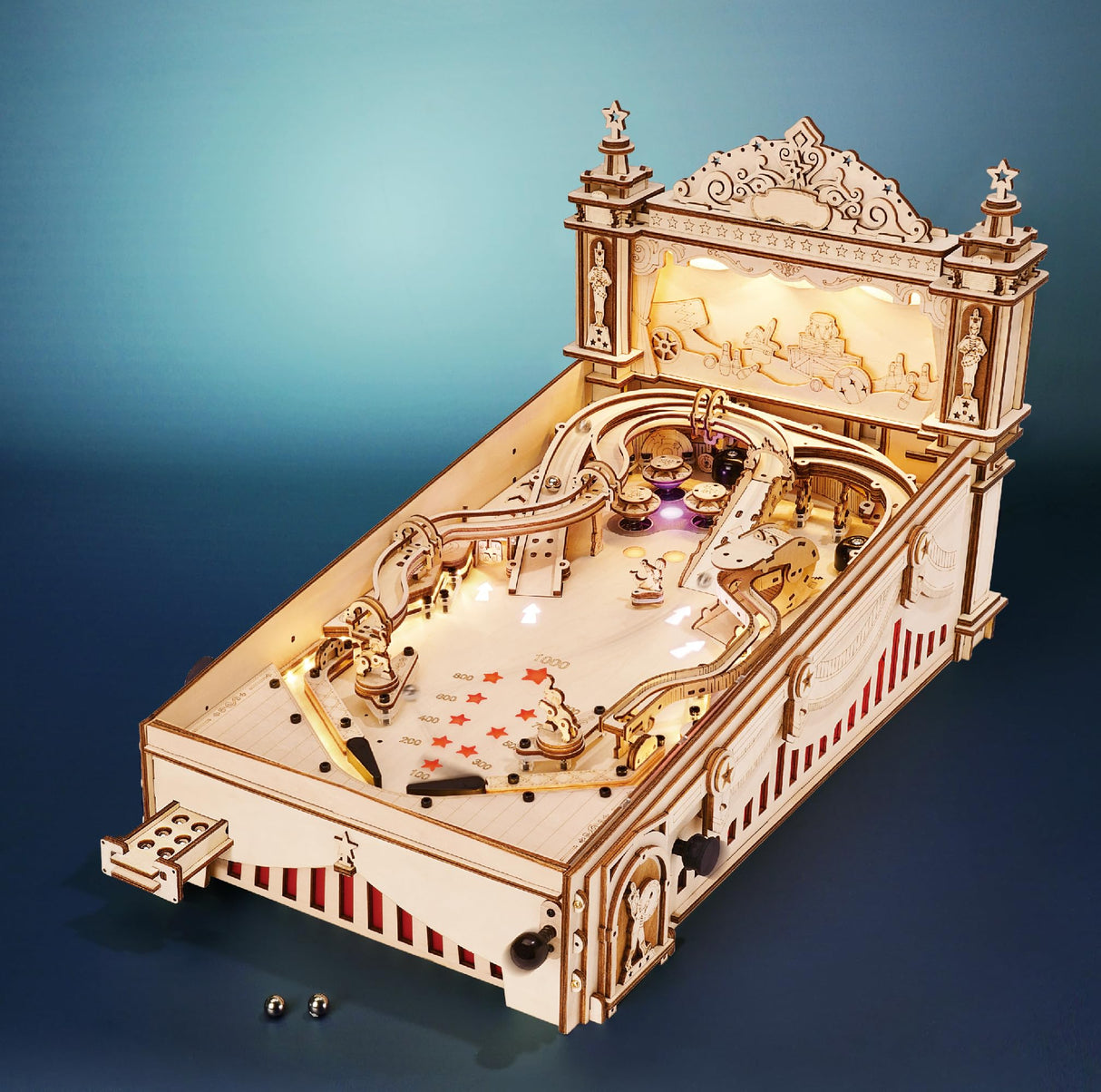 Wowood 3D Wooden Puzzles for Adults, DIY Pinball Machine for Adults, Mechanical Puzzles Model Building Kits, Party Games for Adults/Teens/Kids Family Time Wowood