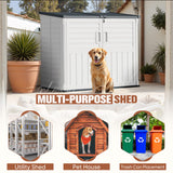 TUOZE 34 Cu Ft Resin Storage Shed with 2 Shelves, Waterproof Outdoor Storage Cabinet with Sloping Roof & Lockable Lid for Garden Tools, Trash Cans (Beige) Tuoze