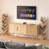 SHEEPAM 10 Tier Tree Book Shelf, Floor Standing Wood Bookshelf for Narrow Space, Storage Organizer Bookshelves for Books/CDs/Magazine, Bookcase with Shelves for Home Office, Living Room - Natural SHEEPAM