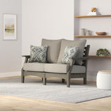 Signature Design by Ashley Outdoor Visola Patio HDPE Loveseat with Nuvella Throw Pillows, Gray Signature Design by Ashley