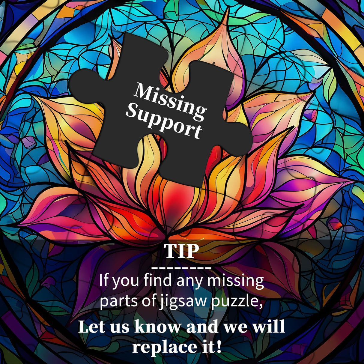 Stained Glass Puzzle for Adults 1000 Pieces, Lotus Flower Puzzles 1000 Pieces Art, Impossible Hard Challenging Puzzles, Colorful Stained Glass Jigsaw Puzzle Waterlily PICKFORU