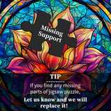 Stained Glass Puzzle for Adults 1000 Pieces, Lotus Flower Puzzles 1000 Pieces Art, Impossible Hard Challenging Puzzles, Colorful Stained Glass Jigsaw Puzzle Waterlily PICKFORU