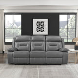 Lexicon Power Double Recliner Sofa, Top Grain Leather Match Reclining Sofa with Pillow Top Armrests, Home Theater Seating, Wall Hugger Recliner Couch with USB Port, 87" W, Dark Gray Lexicon