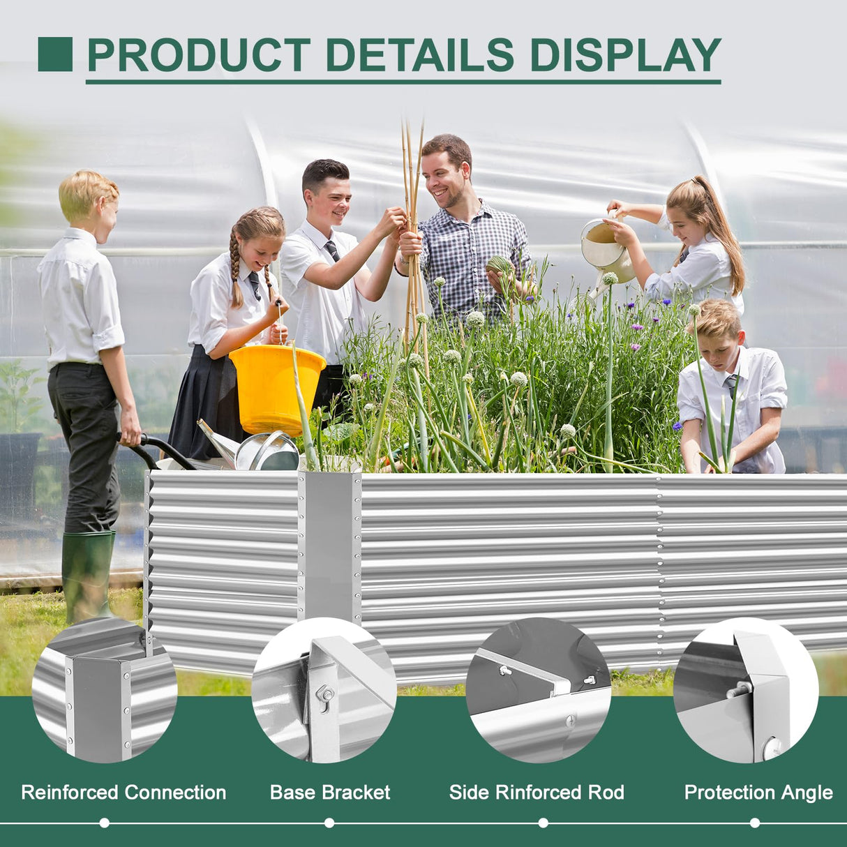 Land Guard 8x4x3ft Rectangular Galvanized Raised Garden Beds, 36" Tall Large-Capacity Metal Planter Box Outdoor, Durable Deep Raised Garden Bed, Raised Beds for Gardening Vegetables, Classic Silver Land Guard