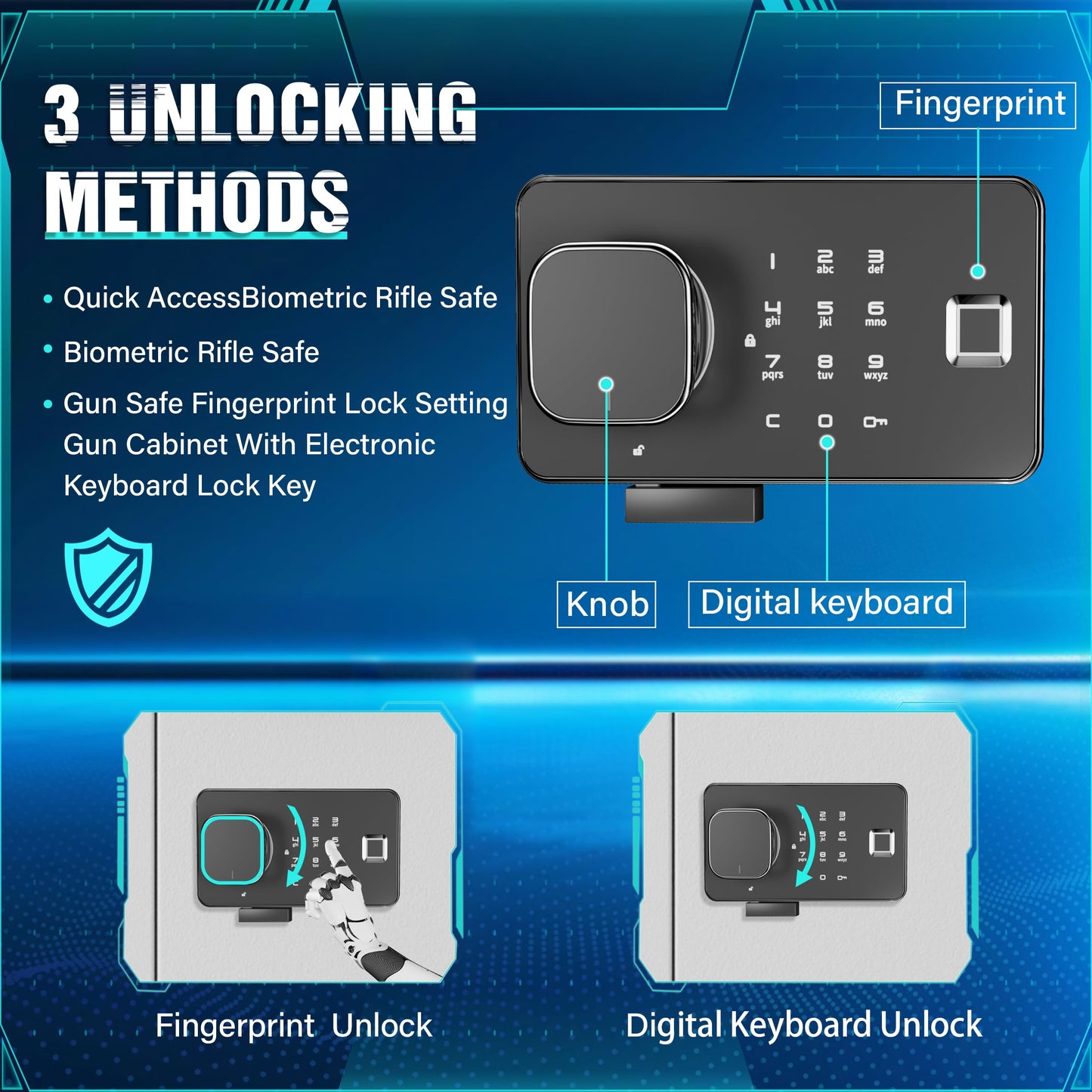 Superday 4-6 Wall Guns Safes with Electronic Fingerprint lock, Quick Access Locking Gun Cabinets for Rifles and Shotguns, White Unassembled Gun Safe for Rifles and Pistols with 3 Removable Shelves