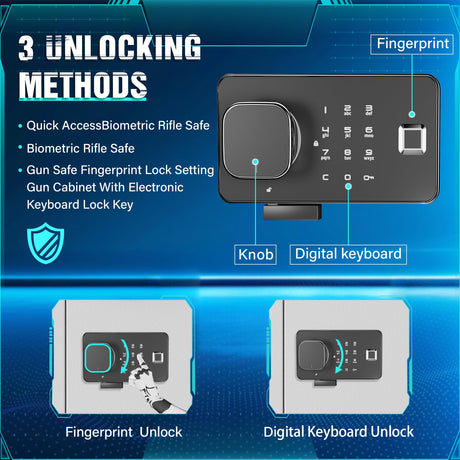 Pataku 4-6 in Wall Guns Safes with Fingerprint Lock, White Quick Access Locking Gun Cabinet for Rifles and Shotguns, Unassembled Gun Safe for Rifles and Pistols with 2 Adjustable Shelves Pataku
