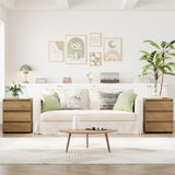 FOTOSOK Nightstand Set of 2 Nightstand with 3 Drawers, Bedside Table Night Stand for Bedroom with Cut-Out Handle, Sofa Side Table 3 Drawer Nightstand for Bedroom, 17.7W*15D*21.7H, Wooden Grain FOTOSOK