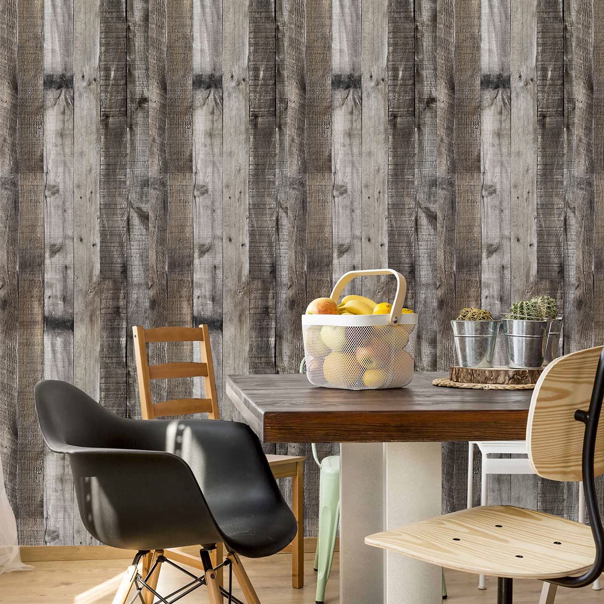 Livebor Gray Wood Peel and Stick Wallpaper Faux Wood Contact Paper 17.7inch x 118.1inch Wood Wallpaper Peel and Stick Shiplap Contact Paper Planks Self Adhesive Wallpaper Distressed Wood Wall Paper Livebor