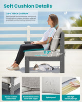 SERWALL 2 Pieces Patio Sofas, HDPE Outdoor Conversation Set with Cushions and Ottoman, Modular Sectional Patio Furniture for Backyard, Deck, Garden, Poolside, Grey Frame with Khaki Cushion SERWALL