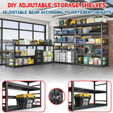 Notmise Metal Garage Shelving Unit, Heavy Duty Steel Storage Rack with High Load Capacity, Ideal for Garage, Warehouse, Basement, or Home Organization Solutions, Black (71" H×35" W×14" D) Notmise