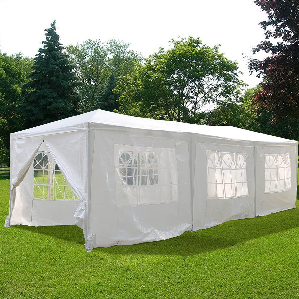 10'X30' Outdoor Gazebo, Canopy Tent Heavy Duty Wedding Party Tent with 8 Removable Sidewalls for Outdoor Wedding, BBQ, Camping, Backyard, Tents for Parties NChanmar
