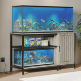 Tatub 55-90 Gallon Aquarium Stand with Power Outlets, Large Fish Tank Stand with Cabinet for Accessories Storage, Heavy Duty Metal Fish Tank Table Suitable for Turtle, Reptile, 1000LBS Capacity Tatub